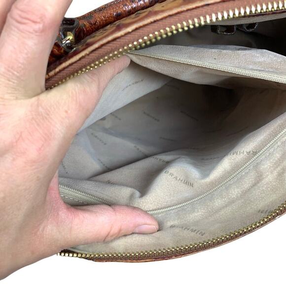 Brahmin Satchel Duxbury Structured Embossed Leather Brown Work Luxury Crossbody - Picture 14 of 15